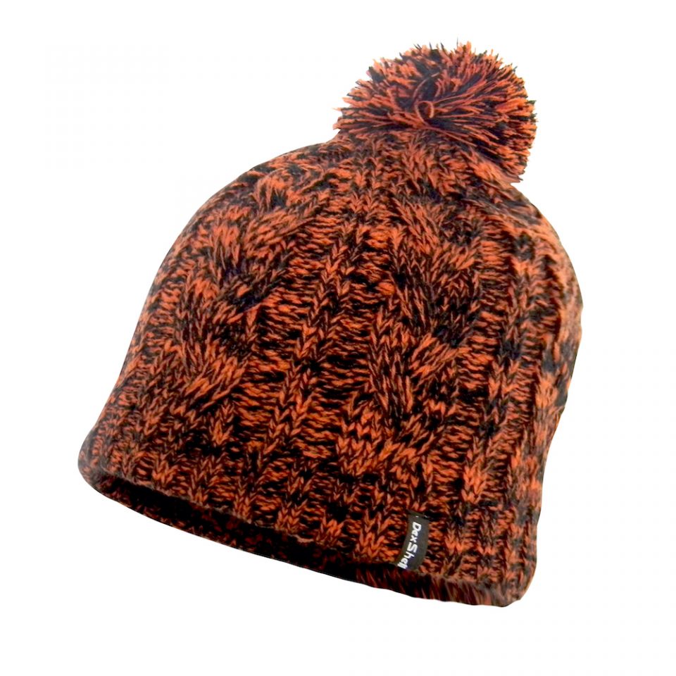 DexShell Cable Pompom Beanie Tangelo Red | Outdoor247